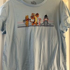 Embroidered Disney Winnie the Pooh Light Blue Tee